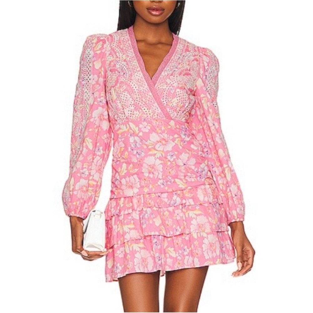 LoveShackFancy Kari Mini Dress in Pink Party Bash